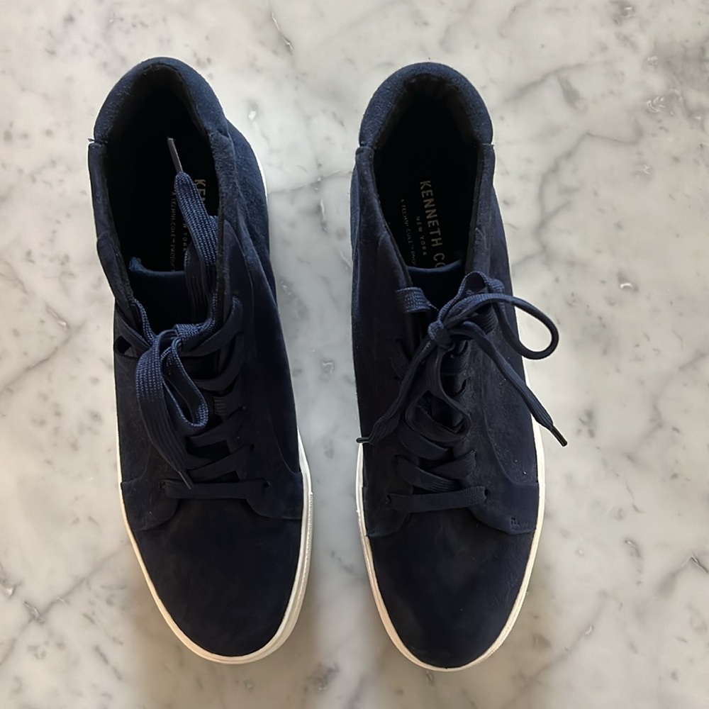 Kenneth Cole Aditi Blue Suede High Top Platform Sneaker Women Size 8.5 - Picture 4 of 10